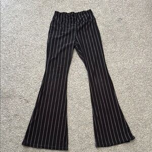 No Boundaries Black Flare Pants with White Stripes
